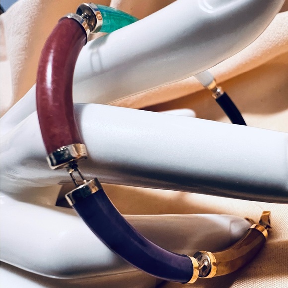 14K Gold Multi Jade Link Bracelet - Picture 11 of 12